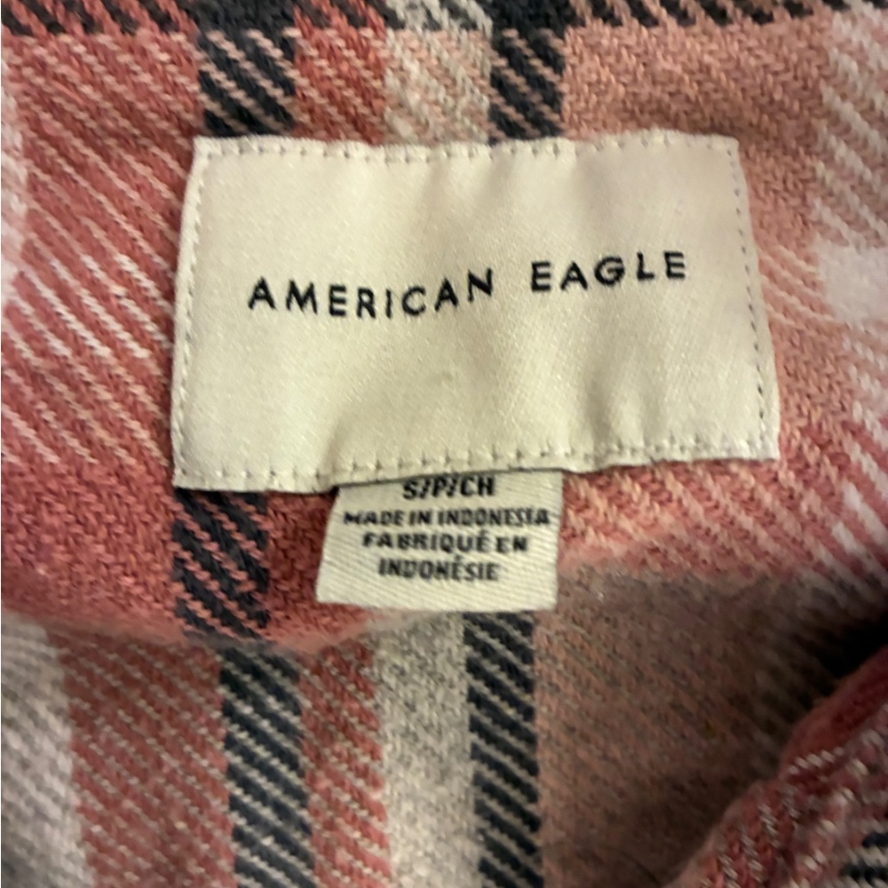 American Eagle Outfitters Pink, Black and Cream Plaid Shirt - Picture 2 of 8